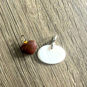 Heart pendant and oval opal looking pendant